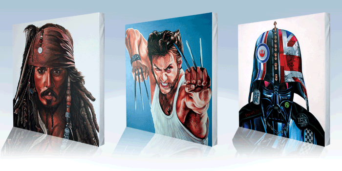Fictional Portraits - Vader, Wolverine & Jack Sparrow