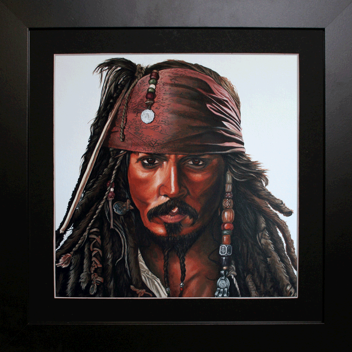 Captain Jack Sparrow in Black Frame with Black mount 