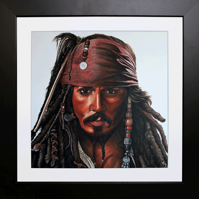 Captain Jack Sparrow in Black Frame with White mount 