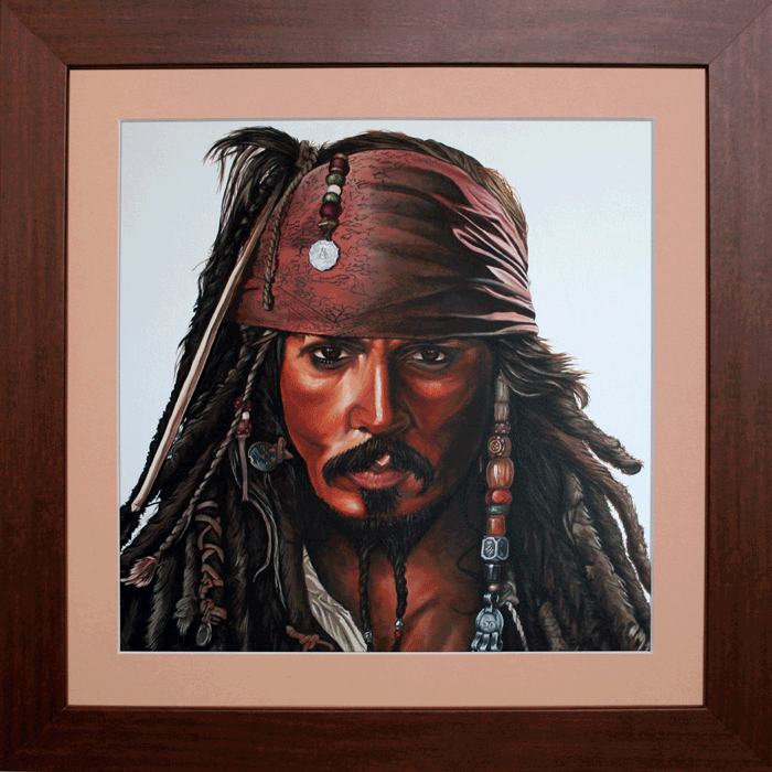 Captain Jack Sparrow in Wooden Frame with Sand mount 