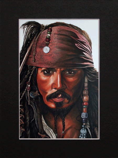 Captain Jack Sparrow Art Print in A3 black mount