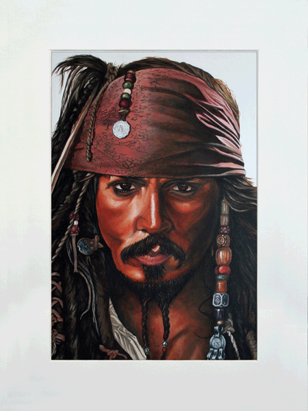 Captain Jack Sparrow Art Print in A3 white mount