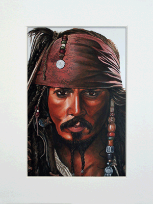 Captain Jack Sparrow Art Print in A5 White Mount
