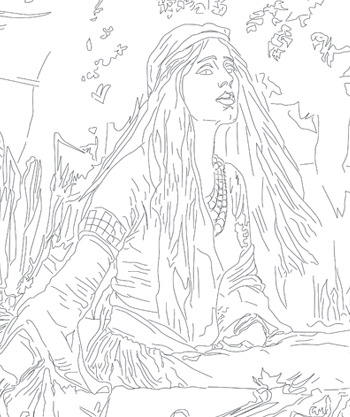 Lady of Sharlott - detail of outline