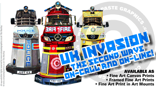 UK Invasion 02 (dalek police + dalek fire engine + dalek ambulance)